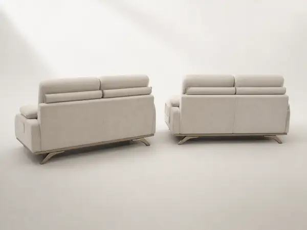 Stone grey sectional sofa pair – back view