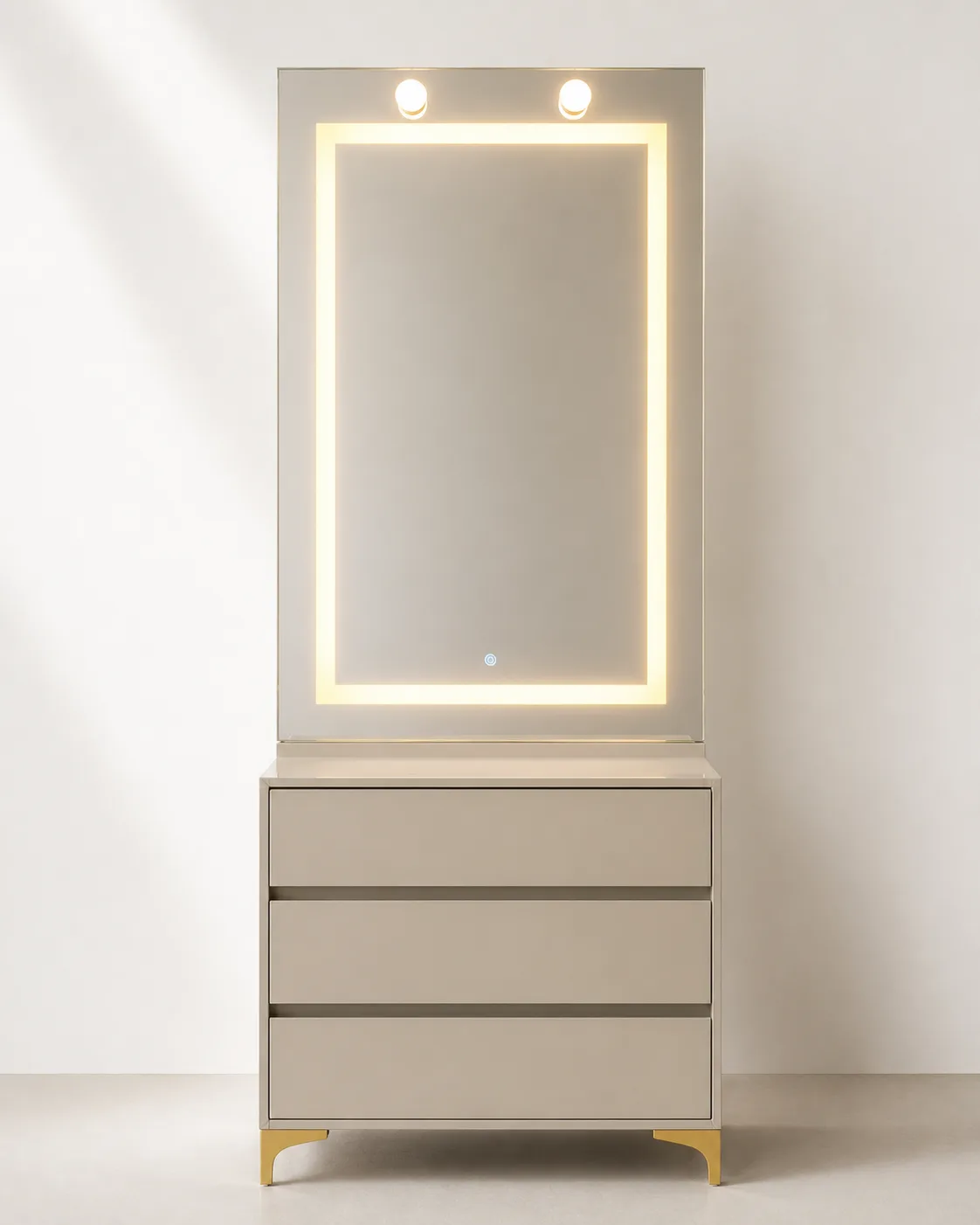 Elegant dressing unit with mirror by Modi Interiors