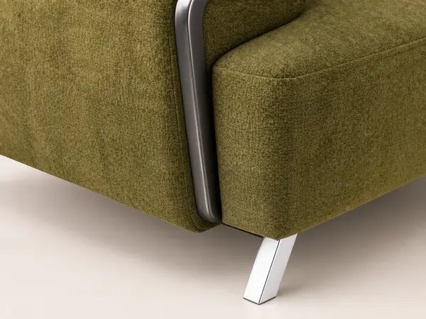 Olive green textured sofa pair – close-up fabric detail