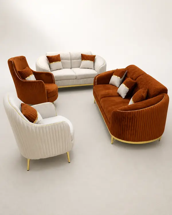 Rust Ribbed Velvet Set at Modi Interiors Jagatpura Jaipur