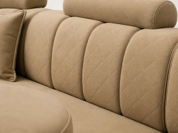 Close-up of diamond-stitched channel tufting detail