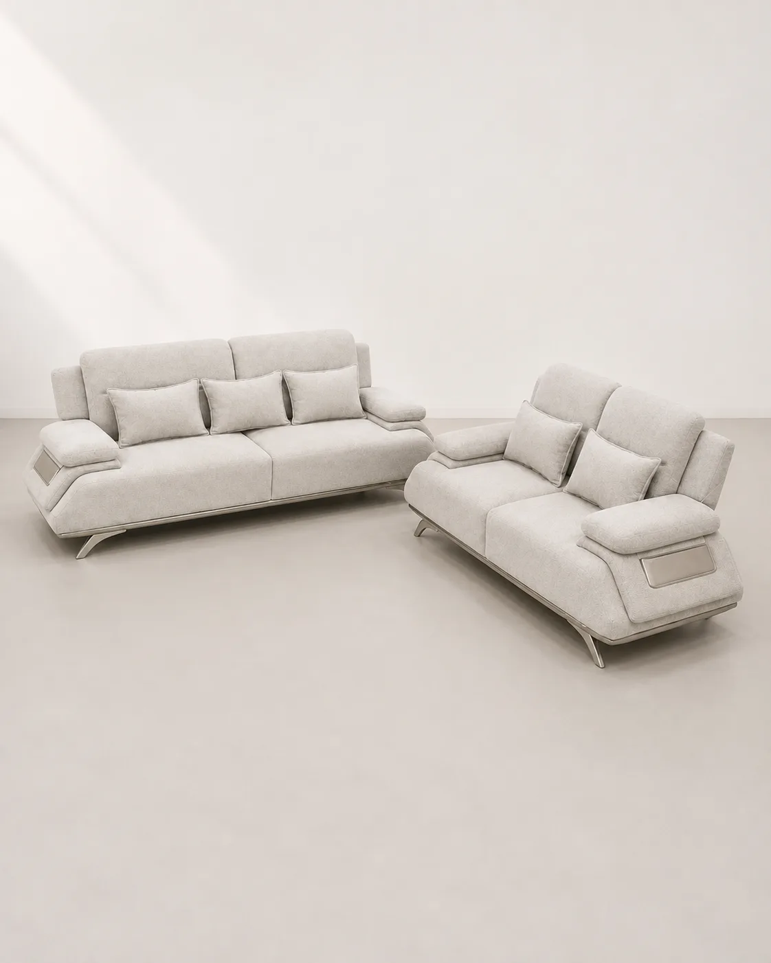Oatmeal Boucle Sofa Pair at Modi Interiors Jagatpura Jaipur
