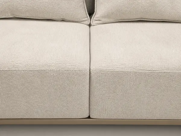 Stone grey sectional sofa pair – close-up detail view