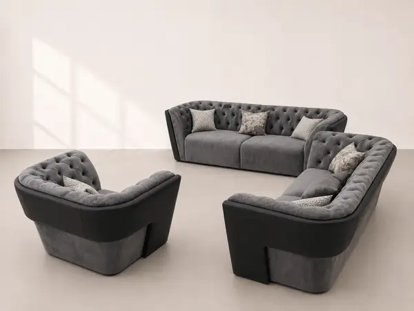 Charcoal Chesterfield Sectional at Modi Interiors Jagatpura Jaipur