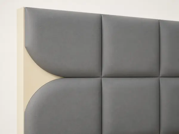 Gray Scalloped Square Tufted Bed — image 3