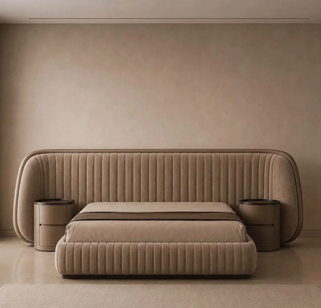 Taupe Curved Channel Bed by Modi Interiors in Jagatpura Jaipur