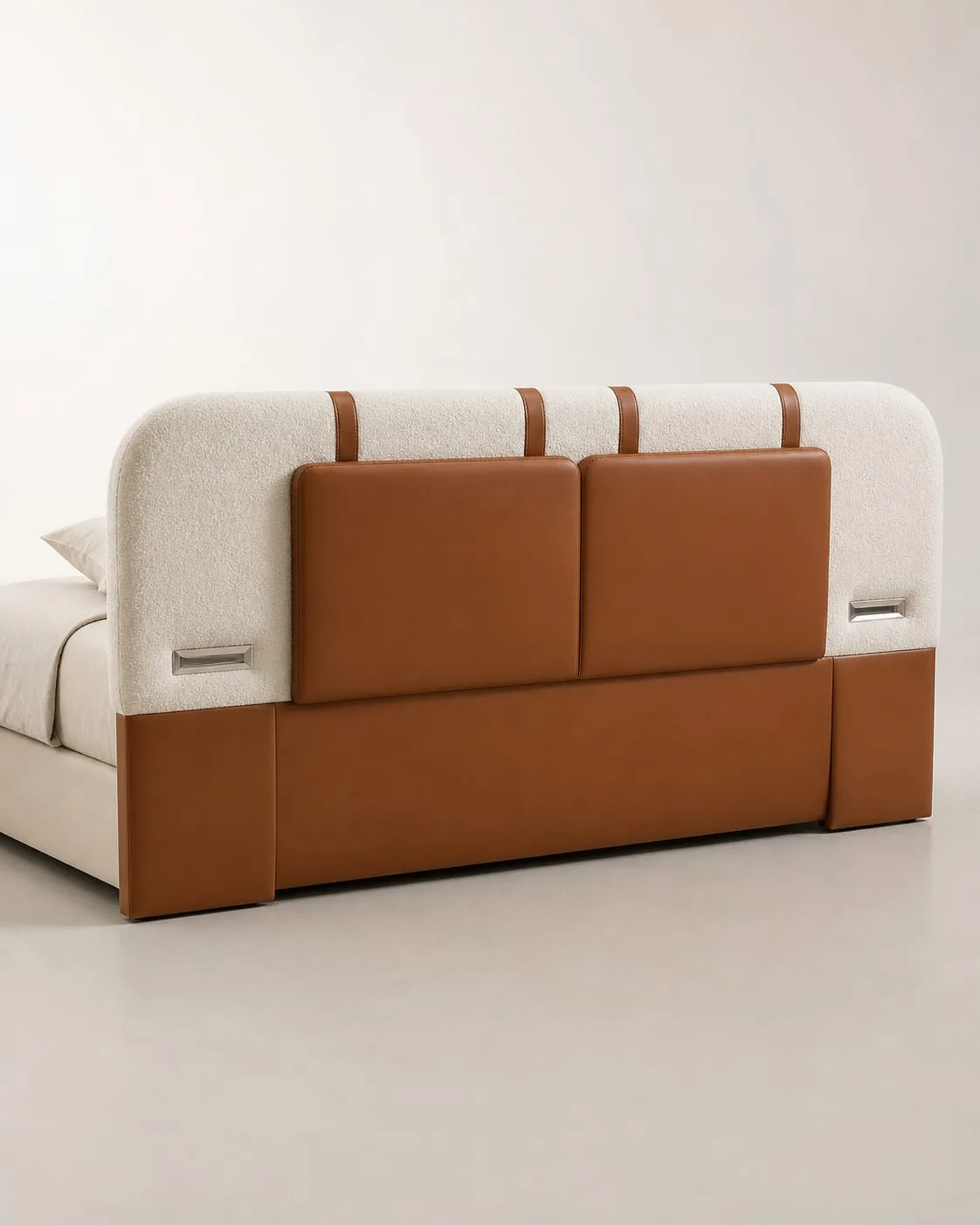 Walnut Storage Platform Bed with White Headboard by Modi Interiors in Jagatpura Jaipur