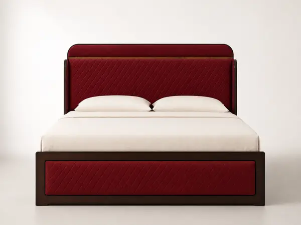 Burgundy Diamond Quilted Bed — image 1